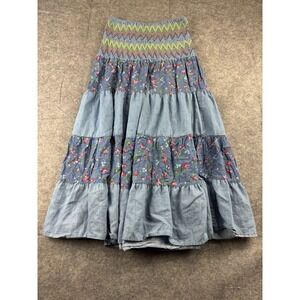 Chaudry KC Dress Womens S Midi Tiered Floral Smocked Skirt Floral Cottage Boho